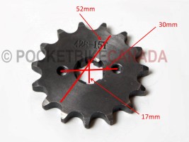 Front Drivetrain Sprocket 15 Teeth for 125cc, T2 Rebel, ATV Quad 4-Stroke - G1050018