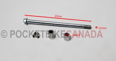 Front Axle w/Spacer and Bolt for 125cc, 306, Dirt Bike 4-Stroke - G2060061