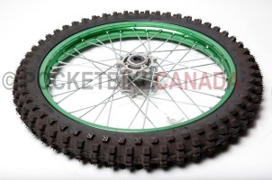 70/100-19 QD-016-003 QingDa Tire & Green Rim Chrome Spoke for DirtBike - G2080112