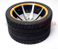 235/30-12 6PR Tubeless Low Profile QingDa & 12x7.5 Black/Orange for ATV - G1060004-1